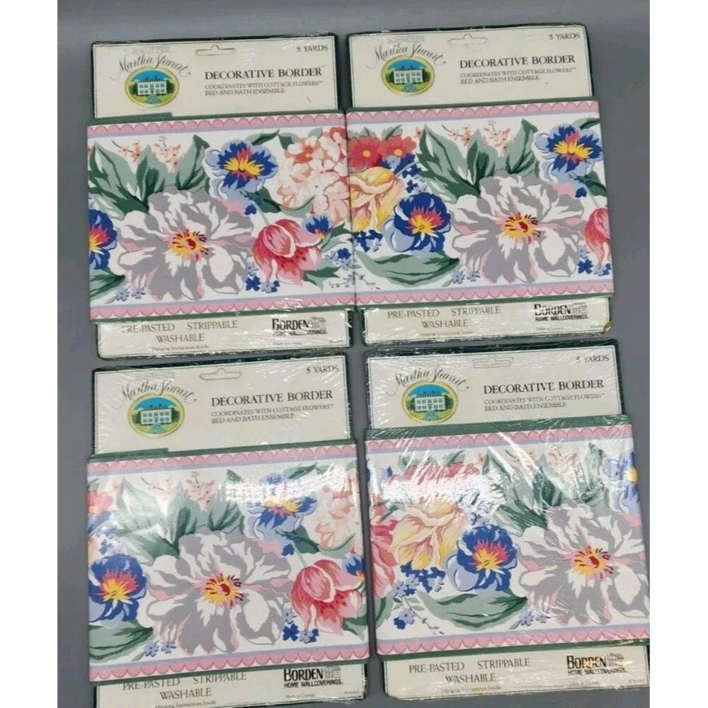 Martha Stewart Floral Wallpaper Border Cottage 5 Yards Set of 7 Decorative